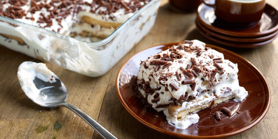 Tiramisu met whiskycrème en krokante chocolade