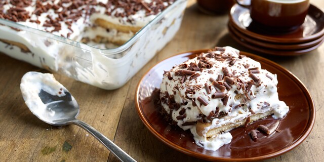 Tiramisu met whiskycrème en krokante chocolade