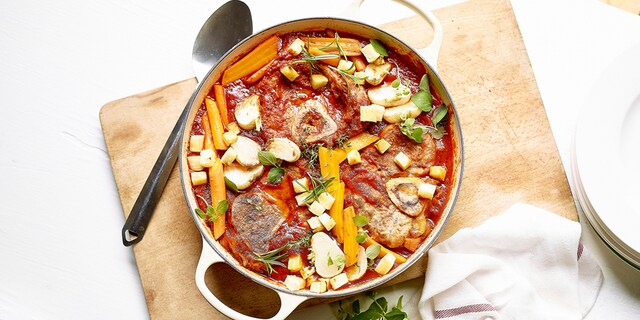 Osso buco aux légumes rôtis