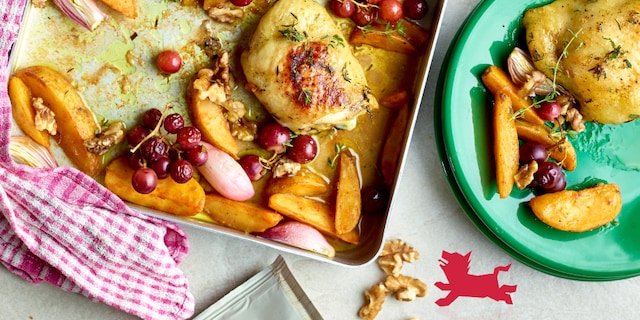 Traybake met kip en verse druiven