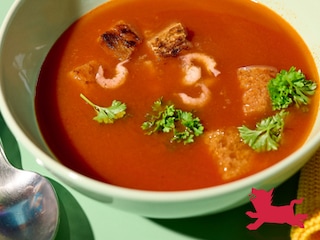 Consommé met grijze garnalen