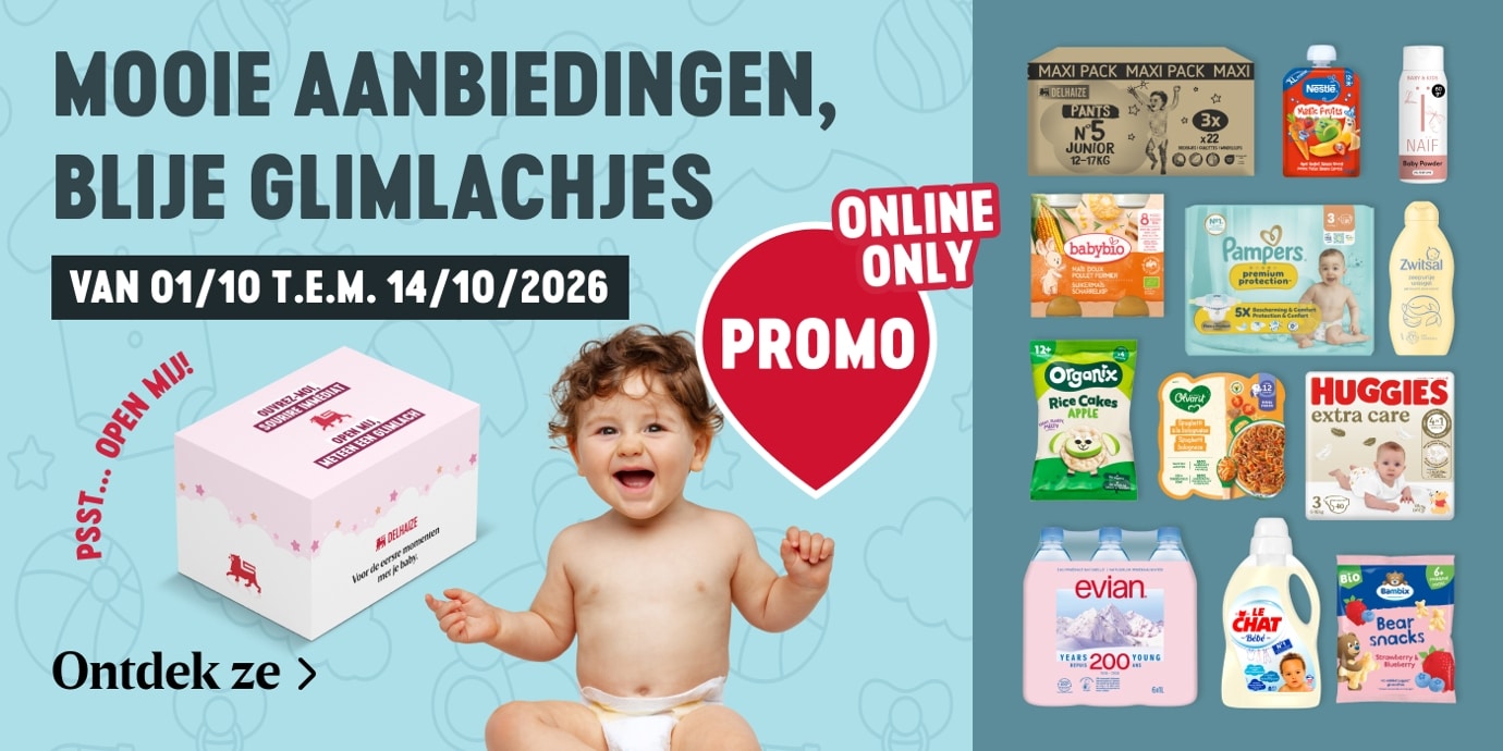 Online promoties op babyproducten bij Delhaize
