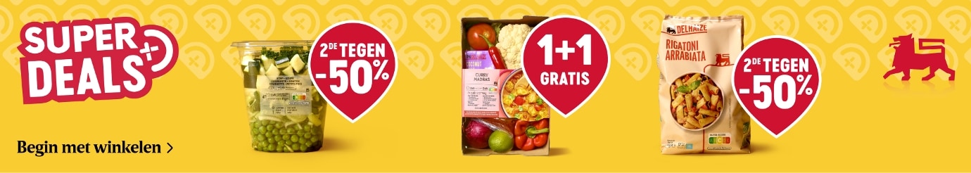 Voedingspromoties bij Delhaize: producten aan 50% korting en 1+1 gratis