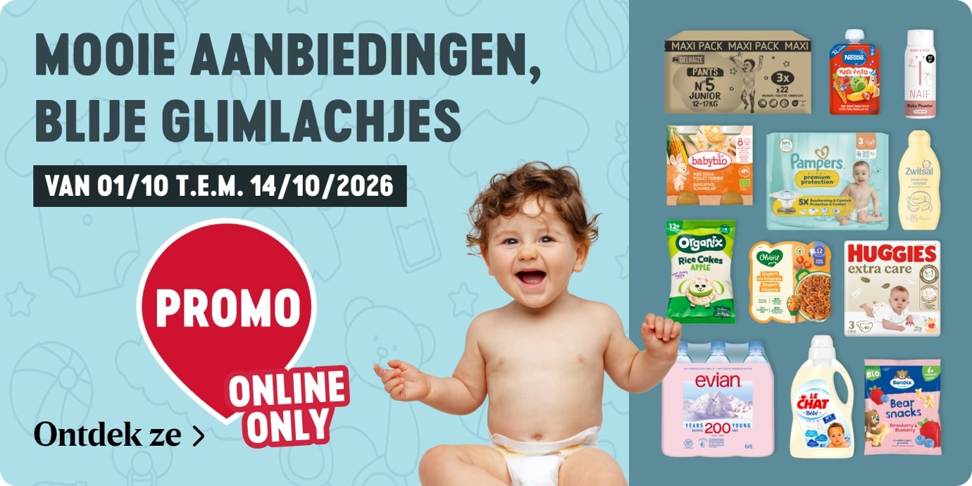 Online promoties op babyproducten bij Delhaize