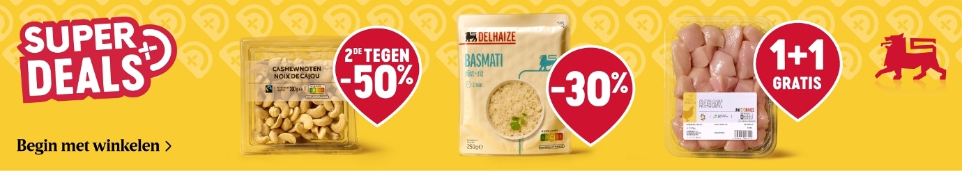 Voedingspromoties bij Delhaize: producten aan 50% korting en 1+1 gratis
