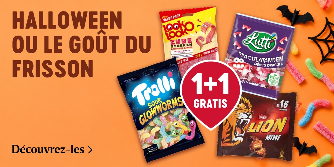 Halloween : bonbons en promo et articles de fête à −50 % sur le deuxième acheté chez Delhaize en ligne