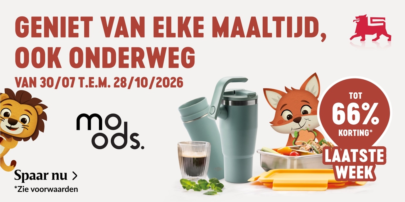 Moods lunchboxen en drinkflessen: tot 66% korting tijdens de laatste week