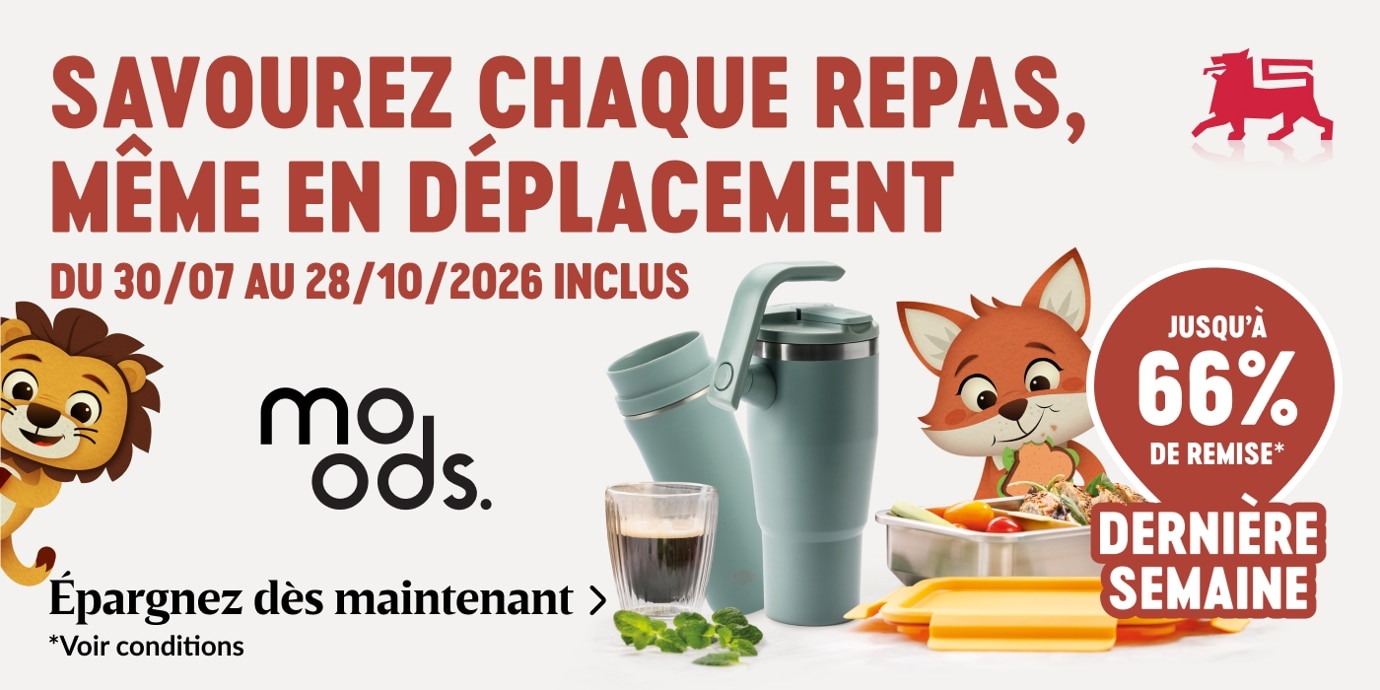 Lunchboxes et gourdes Moods : jusqu'à 66 % de réduction pour la dernière semaine