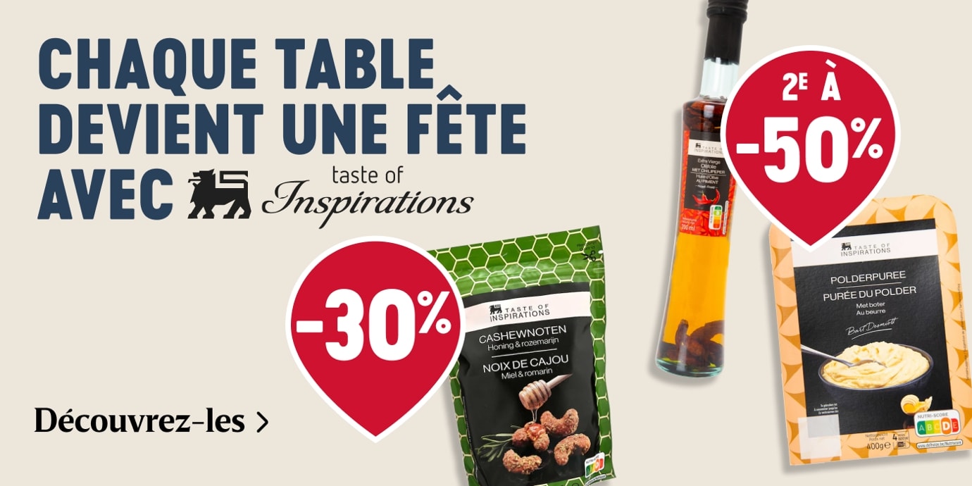 Taste of Inspirations chez Delhaize : −30 % et 2e à −50 % sur les noix de cajou, la purée et d’autres produits de fête